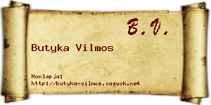 Butyka Vilmos névjegykártya